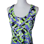 Fitness Tank Top Activewear Racerbavk Geometric Blue Green Womens XL Neon Run