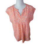 Liz Claiborne Sheer Pink Floral Blouse Lightweight Womens Size Small Melon