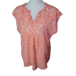 Liz Claiborne Sheer Pink Floral Blouse Lightweight Womens Size Small Melon