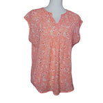 Liz Claiborne Sheer Pink Floral Blouse Lightweight Womens Size Small Melon