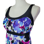 Zero Xposure Tankini Swim Suit Top Blue Purple Leaves Womens 12 Summer Pool Leaf