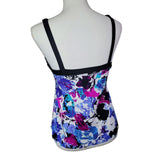 Zero Xposure Tankini Swim Suit Top Blue Purple Leaves Womens 12 Summer Pool Leaf