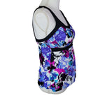 Zero Xposure Tankini Swim Suit Top Blue Purple Leaves Womens 12 Summer Pool Leaf