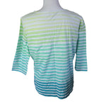 Christopher Banks Petite Tee Shirt Green Horizontal Stripe Womens Large PL Short