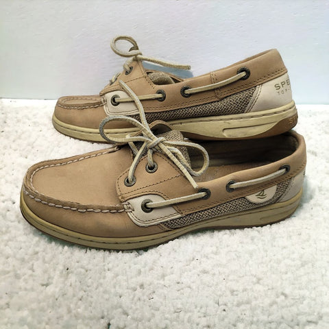 Sperry Top Sider Boat Shoe Women 6.5 Leather 9276619 Summer Slip On Casual Brown