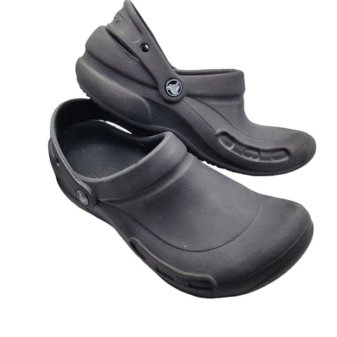 Crocs Basic Black Strap Rubber Slip On Shoe Womens US 8 Mens US 6 Solid No Holes