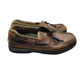 Sperry Top Sider Leather Shoes Brown Green Mens US 8.5 Boat Shoe 2 Eye 0768259