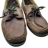 Sperry Top Sider Leather Shoes Brown Green Mens US 8.5 Boat Shoe 2 Eye 0768259