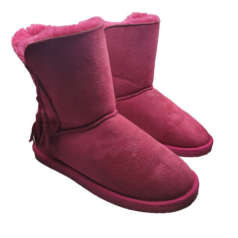 Acres by Lamo Pink Boots Sherpa Lined Suade Tassle Slip On Winter Girls Size 5