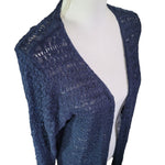 99 Jane Street Knit Cardigan Fringe Open Front Mid Sleeve Blue Womens XL