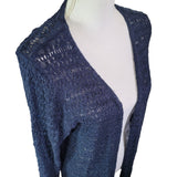 99 Jane Street Knit Cardigan Fringe Open Front Mid Sleeve Blue Womens XL