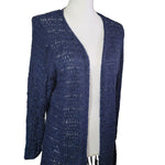 99 Jane Street Knit Cardigan Fringe Open Front Mid Sleeve Blue Womens XL