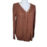 Maurices Cardigan Sweater Brown Buttons Womans Large Knit Layering Office
