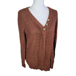 Maurices Cardigan Sweater Brown Buttons Womans Large Knit Layering Office