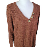Maurices Cardigan Sweater Brown Buttons Womans Large Knit Layering Office