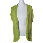 Coldwater Creek Long Cardigan Green Open Front Womens Large Knit Weave Shiny