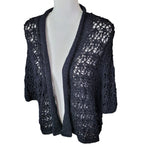 Coldwater Creek Knit Crichet Cardigan Black Womens Large