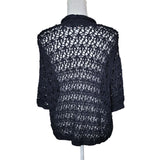 Coldwater Creek Knit Crichet Cardigan Black Womens Large