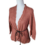 Decree Knit Crochet Cardigan Braided Belt Open Front Womens XL