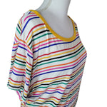 Fantastic Fawn Cynch Tie Side Blouse Shirt Color Horizontal Stripe Women Medium