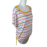 Fantastic Fawn Cynch Tie Side Blouse Shirt Color Horizontal Stripe Women Medium