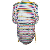 Fantastic Fawn Cynch Tie Side Blouse Shirt Color Horizontal Stripe Women Medium