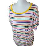 Fantastic Fawn Cynch Tie Side Blouse Shirt Color Horizontal Stripe Women Medium