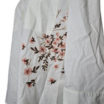 Gloria Vanderbilt Embroidered Button Down Shirt White Pink Floral Womens Large