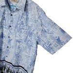 Retreat Blue Hawaiian Shirt Pall Trees Mens Size 17 XL Black Button Down Collar