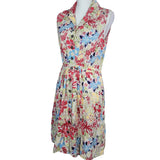 Christopher & Banks Dress Collar Sleeveless Floral Bright Womens 12 Button Down