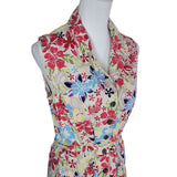 Christopher & Banks Dress Collar Sleeveless Floral Bright Womens 12 Button Down