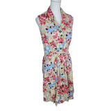 Christopher & Banks Dress Collar Sleeveless Floral Bright Womens 12 Button Down