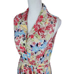 Christopher & Banks Dress Collar Sleeveless Floral Bright Womens 12 Button Down