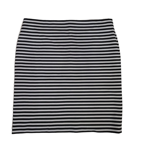 Horizontal Stripe Black White Skirt XL 18 Inch Waist Midi Knee Length