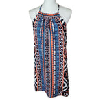 Grever Gute Halter Dress Womems Medium Tribal Patterned Adjustable Orange Bright