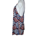 Grever Gute Halter Dress Womems Medium Tribal Patterned Adjustable Orange Bright