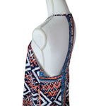 Grever Gute Halter Dress Womems Medium Tribal Patterned Adjustable Orange Bright