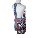 Grever Gute Halter Dress Womems Medium Tribal Patterned Adjustable Orange Bright