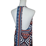 Grever Gute Halter Dress Womems Medium Tribal Patterned Adjustable Orange Bright