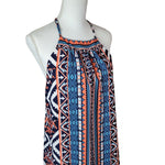 Grever Gute Halter Dress Womems Medium Tribal Patterned Adjustable Orange Bright