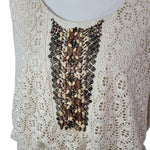 Maurices Plus Dress Womens 2X Doily Eyelet Lace Sleeveless Beaded Sequin Beige