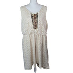 Maurices Plus Dress Womens 2X Doily Eyelet Lace Sleeveless Beaded Sequin Beige