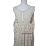 Maurices Plus Dress Womens 2X Doily Eyelet Lace Sleeveless Beaded Sequin Beige