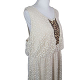 Maurices Plus Dress Womens 2X Doily Eyelet Lace Sleeveless Beaded Sequin Beige