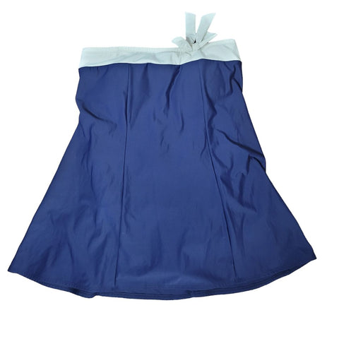 Roman's Swimsuit Dress Strapless Blue White Bow Womens 14W