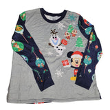 Disney 100 Pajama Top Mickey Frozen Stitch Christmas Tradition Womens 1X Gray