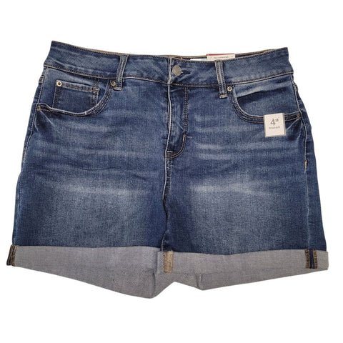 Time and Tru Midrise Shorts Denim Rolled Cuff Womens Size 8 Tags Regular Wash