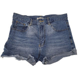 Love Tree High Waisted Demin Shorts Cuttoff Raw Hem Blue Jean Womens Large