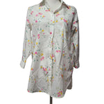 Lands End No Iron Supima Cotton Floral Button Down Shirt Womens Size 6 White