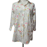 Lands End No Iron Supima Cotton Floral Button Down Shirt Womens Size 6 White
